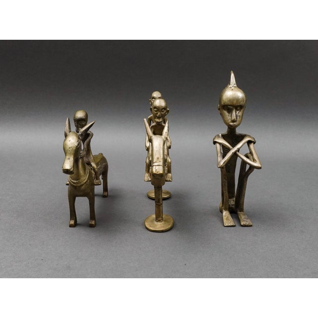 African Tribal Vintage Handmade Metal Figurines Set of 3 For Sale - Image 4 of 7