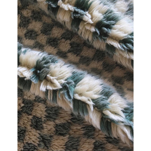 Checkered Sage Green Moroccan Wool Rug - 9.1 X 5.8 Ft For Sale - Image 10 of 10
