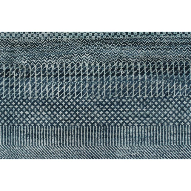 Textile Fine Contemporary Rug 7’11” X 10’1” Blue Wool Hand-Knotted Carpet For Sale - Image 7 of 12