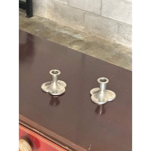 Just Andersen 1930s Pewter Candle Holders by Just Andersen, Denmark- A Pair For Sale - Image 4 of 6