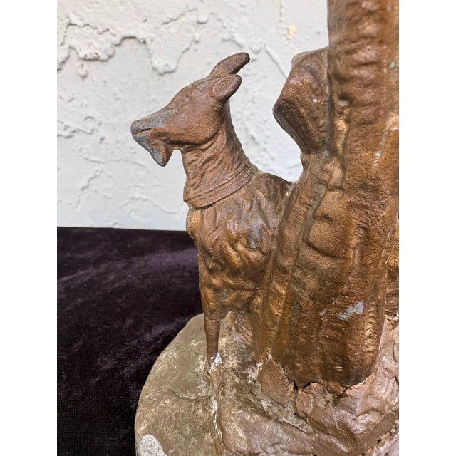 Sculpture Materials Early 20th Century French-Style Shepherd & Goat Bronze-Patina Sculpture For Sale - Image 7 of 9