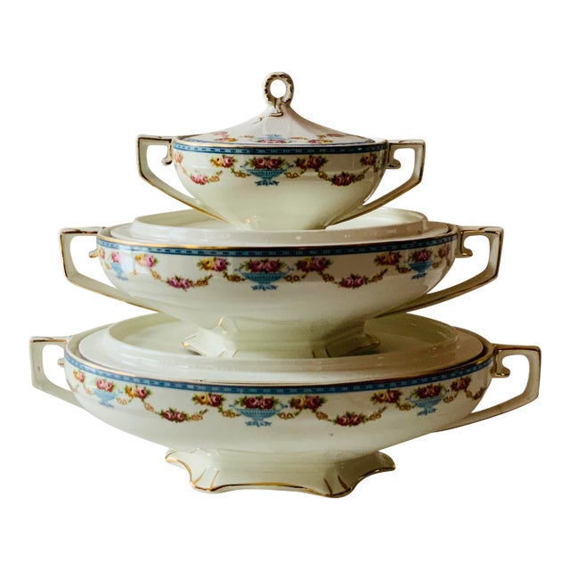 1920s Covered Bone China Tureens - Set of 3 For Sale
