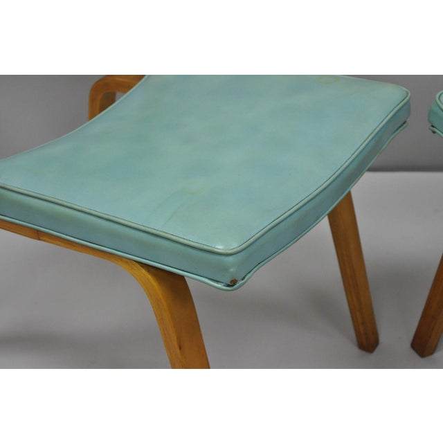 Vintage Thonet Bentwood Aqua Blue Vinyl Dining Side Chairs ...