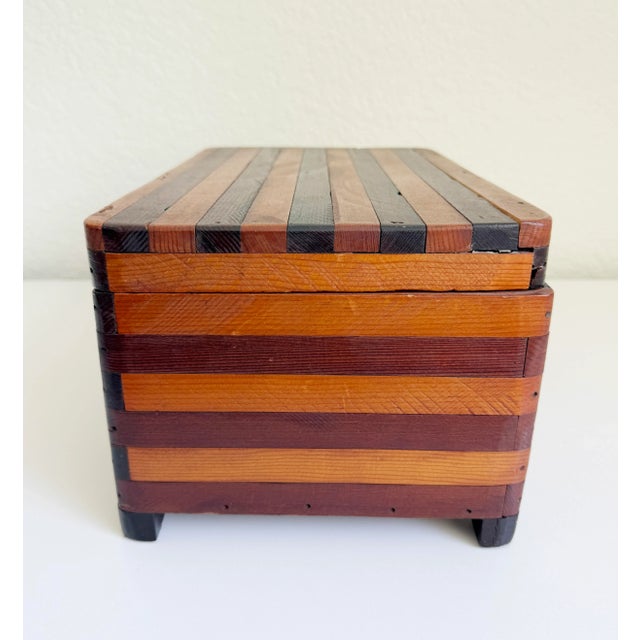 Rustic European Large Antique Folk Art Wood Box For Sale - Image 3 of 8