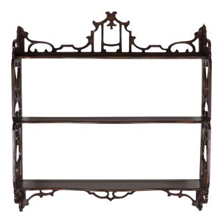 1930s Carved Mahogany Wall Shelf For Sale