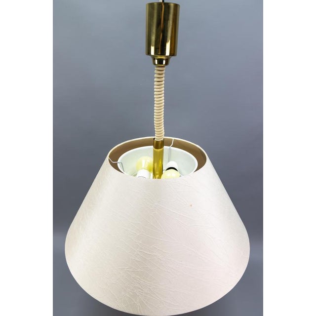Large Adjustable Brass and Light Beige 5-Light Pendant Lamp, 1980s For Sale - Image 18 of 18