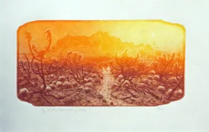 Circa 1980s "Off to the Mountains of Myth" Roy Purcell Signed and Numbered Art Etching