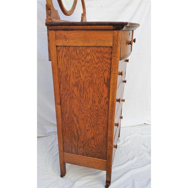 Antique Mission American Oak Highboy Dresser Chest With Mirror Chairish