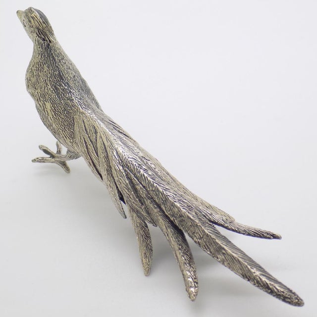 Metal Vintage Italian Handmade Genuine Silver Pheasant Figurine by Raspini Gioielli, 1960s For Sale - Image 7 of 16