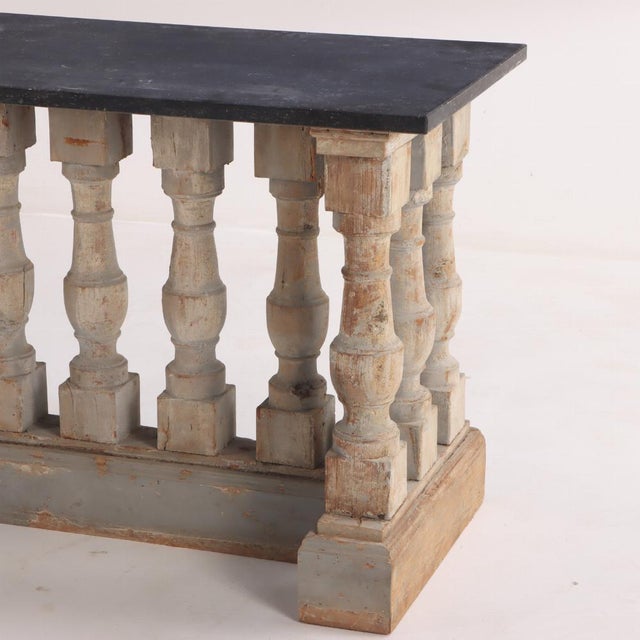 French Country French Balustrade Marble Top Console or Center Table, 20th C. For Sale - Image 3 of 4