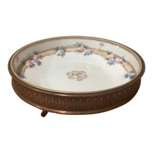 Antique Manning Quality Bowman Meriden Conn. 259 With Hand Made Hand Painted Bowl Nippon Early 19th Century