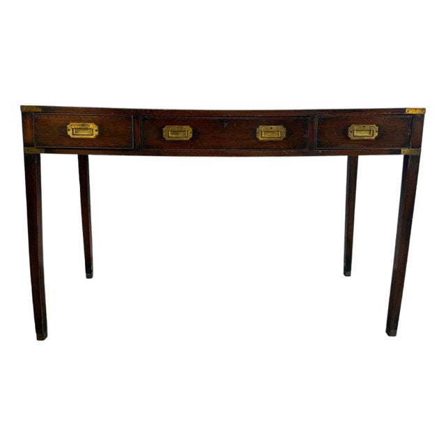 Antique English Campaign Console Desk - 3 Drawer Military Writing Table For Sale