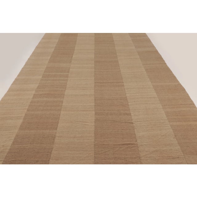 1960s Oversized Vintage Persian Mazandaran Kilim Runner in Brown Stripes - Rug & Kilim For Sale - Image 5 of 10