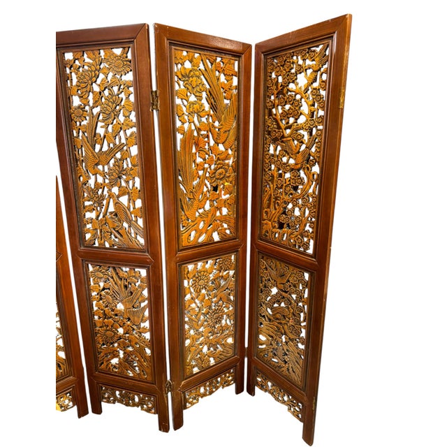 Mid-Century Modern Vintage Wood Bird Screen For Sale - Image 3 of 7