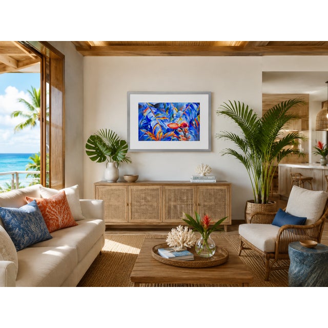 Scarlet Bloom, Tropical Cobalt - Tomoko Parry, C. 1990s For Sale - Image 9 of 10