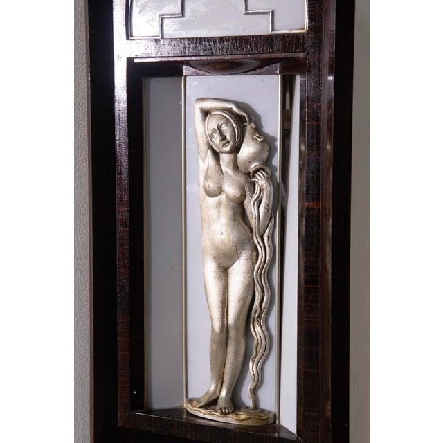 Italian Art Deco Wall Lamp with Silver-Plated Wood Sculpture, 1930 For Sale - Image 11 of 12