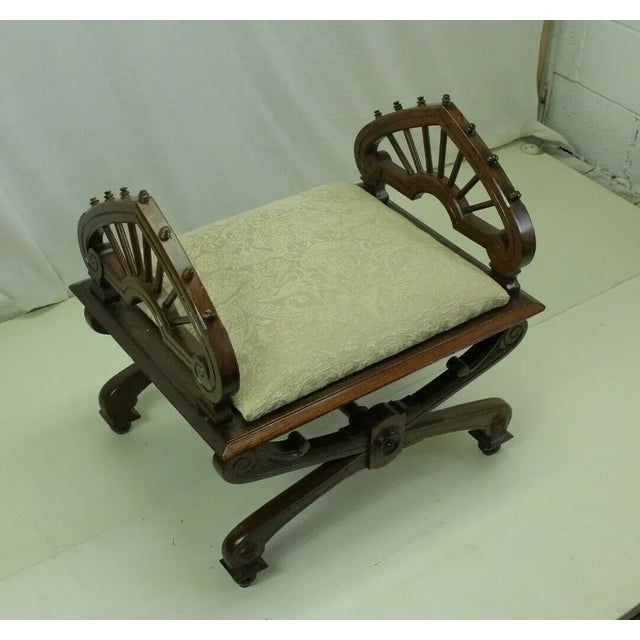 19th Century Victorian Rosewood Vanity Bench For Sale - Image 4 of 8