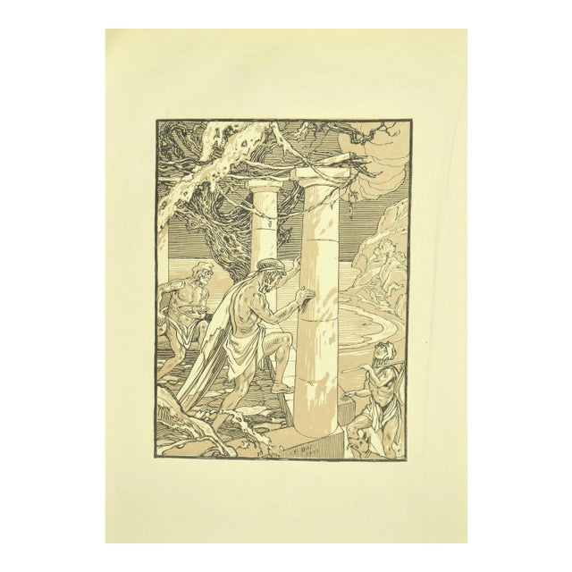 Ferdinand Bac , The Men and the Column , Original Lithograph by F. Bac , 1922 For Sale