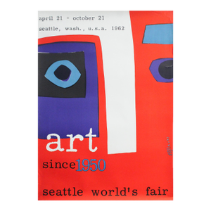 1962 Affiche d'Exposition Américaine - Exposition Universelle De Seattle, l'Art Depuis De 1950 (Rouge)