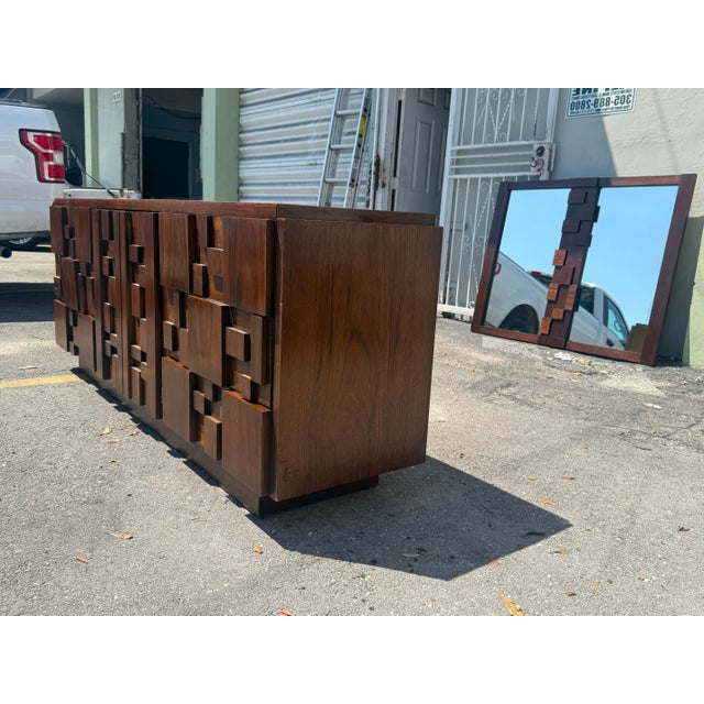 1970s Lane Stacatto Brutalist Lonmg Chest Manner of Paul Evans For Sale - Image 10 of 12