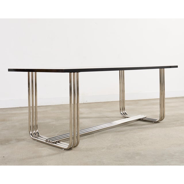 2000 - 2009 Ralph Lauren Black Lacquer and Chrome Hudson Dining Table For Sale - Image 5 of 18