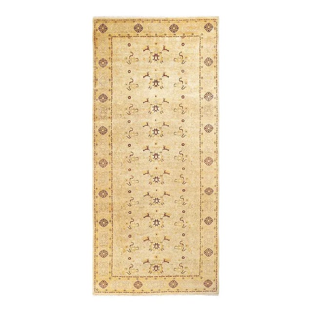 Mogul Collection Hand-Knotted Runner - Ivory 6' 0" x 13' 6" For Sale - Image 4 of 4