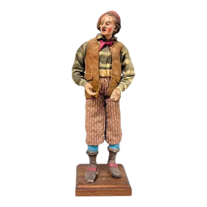 18th Century Neapolitan Crèche Figure, Terracotta & Wood Man With Red Beret