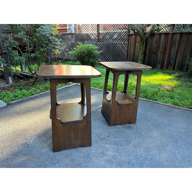 Wood Oak Pagoda Tabouret Side Table Attributed to Charles Limbert C. Early 20th Century For Sale - Image 7 of 7