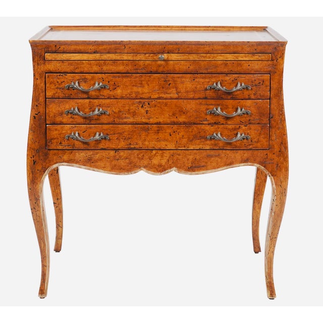 Late 20th Century Late 20th Century French Provincial Three-Drawer Side Chest With Pull-Out Slide & Tray Top For Sale - Image 5 of 9