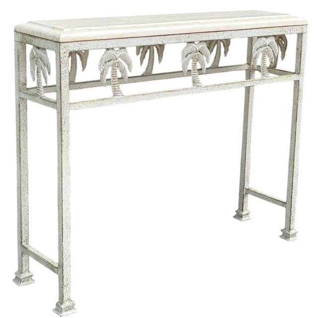 Contemporary Vintage 36” Palm Beach Console Table With Sculptural Palm Tree Motif For Sale - Image 3 of 12