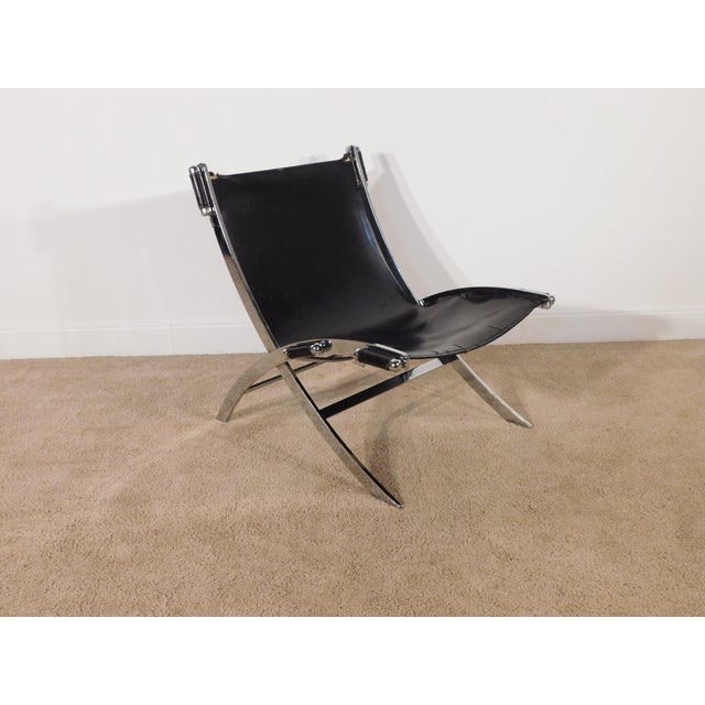 Flexform Leather Scissor Chair by Antonio Citterio for Flexform Italia, Circa 1980s For Sale - Image 4 of 18