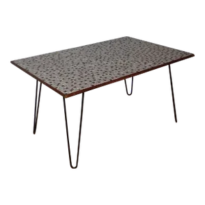 Vintage Industrial Mid Century Modern Mosaic Tile Coffee Table Iron Hairpin Legs