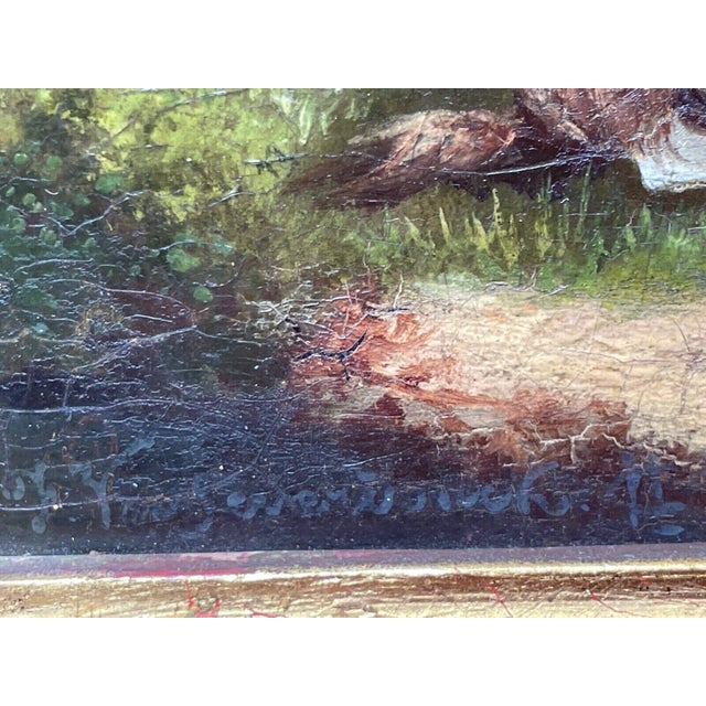 Antique Belgian Sheep Paintings Pair, Franz Van Severdonck Oil on Panel Pastoral Farm Scenes For Sale - Image 9 of 18