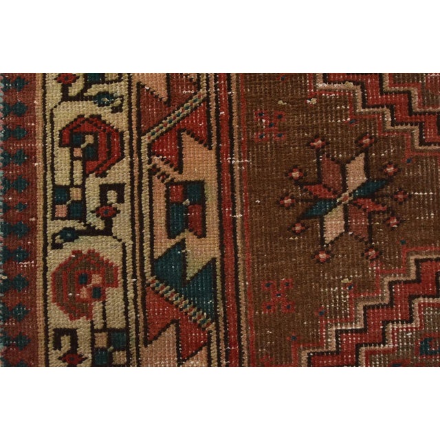 Sarab Runner 3'5'' X 10'11'' Brown Wool Semi-Antique Tribal Hand-Knotted Rug For Sale - Image 9 of 14