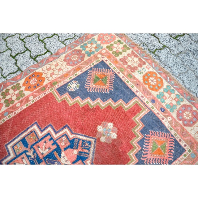 Textile 1960s Vintage Red Wool Rug For Sale - Image 7 of 11