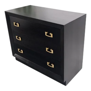 Gold Drop Pulls Ebonized Mahogany 3 Drawers Bachelors Chest Dresser Cabinet