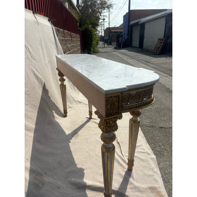 Antique Console Table, Gilded With Marble Top For Sale - Image 9 of 10