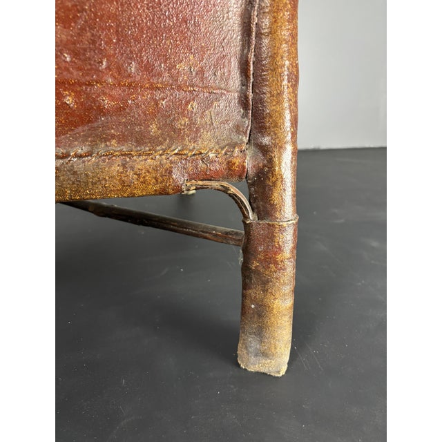 Art Deco Wabi Sabi Colonial Rattan and Faux Leather Oil Cloth Armchair, 1920s For Sale - Image 10 of 18