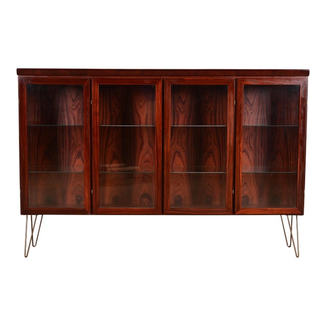 Skovby Danish Modern Rosewood Lighted Bookcase Cabinet, Circa 1970s For Sale