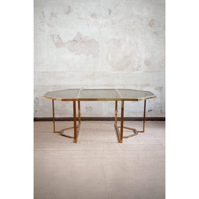 Vintage Glass and Brass Dining Set, 1970s, Set of 6 For Sale - Image 4 of 7