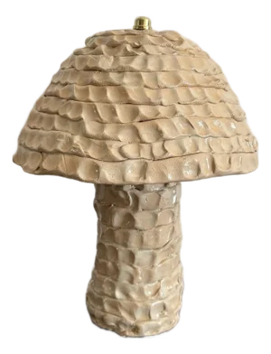 Handmade Beige Table Lamp: Mashroom Shape Ceramic Lamp in Modern Interior Style