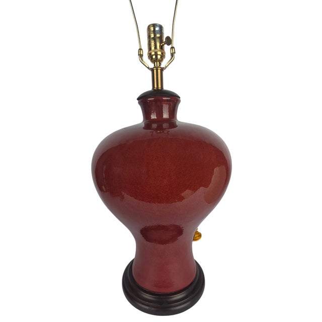 Red Frederick Cooper Monumental Sang De Boeuf Ceramic Table Lamp For Sale - Image 8 of 11