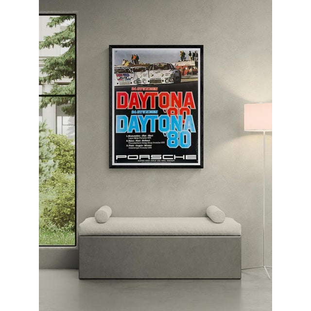 The Piece This original vintage poster from 1980 commemorates Porsche's triumph at the 24 Hours of Daytona. The design...
