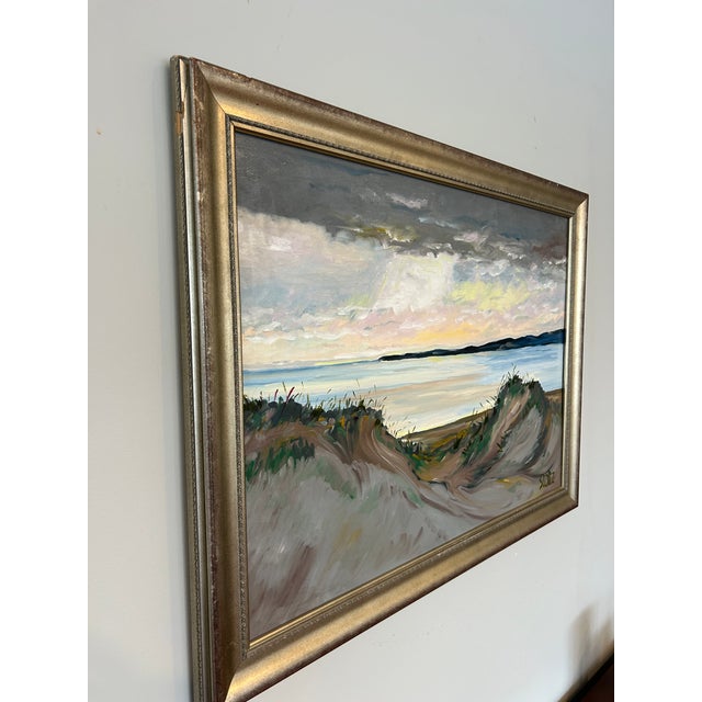 Gray Large Original Oil on Canvas Moody Seascape by Stolz For Sale - Image 8 of 13