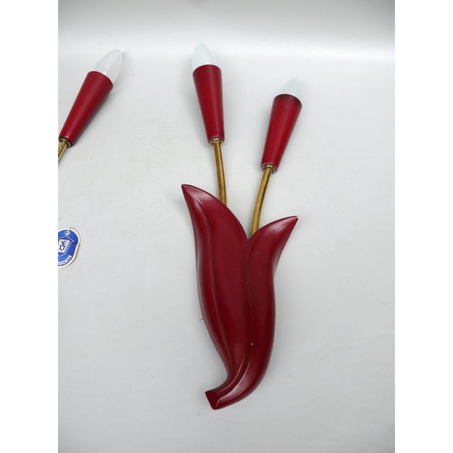 Vintage Floral Wall Lights, 1950s, Set of 2 For Sale - Image 6 of 18