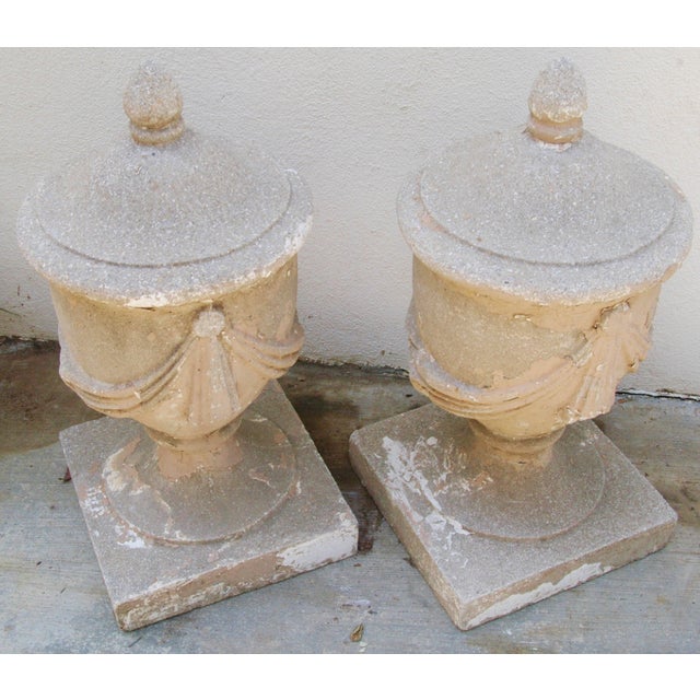 Large Estate Concrete Garden Finials Pair Chairish