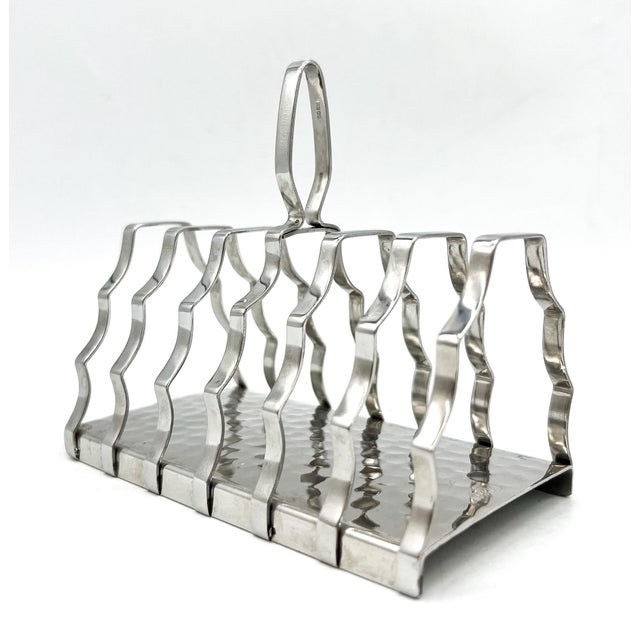 Silver Vintage English Olde Hall Stainless Steel 6-Slice Toast Rack – Mid-Century Modern / English Traditional For Sale - Image 8 of 14