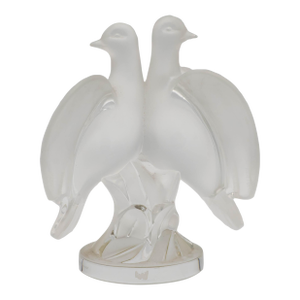 1960s Lalique "Ariane" Love Doves Frosted Crystal Scuplture