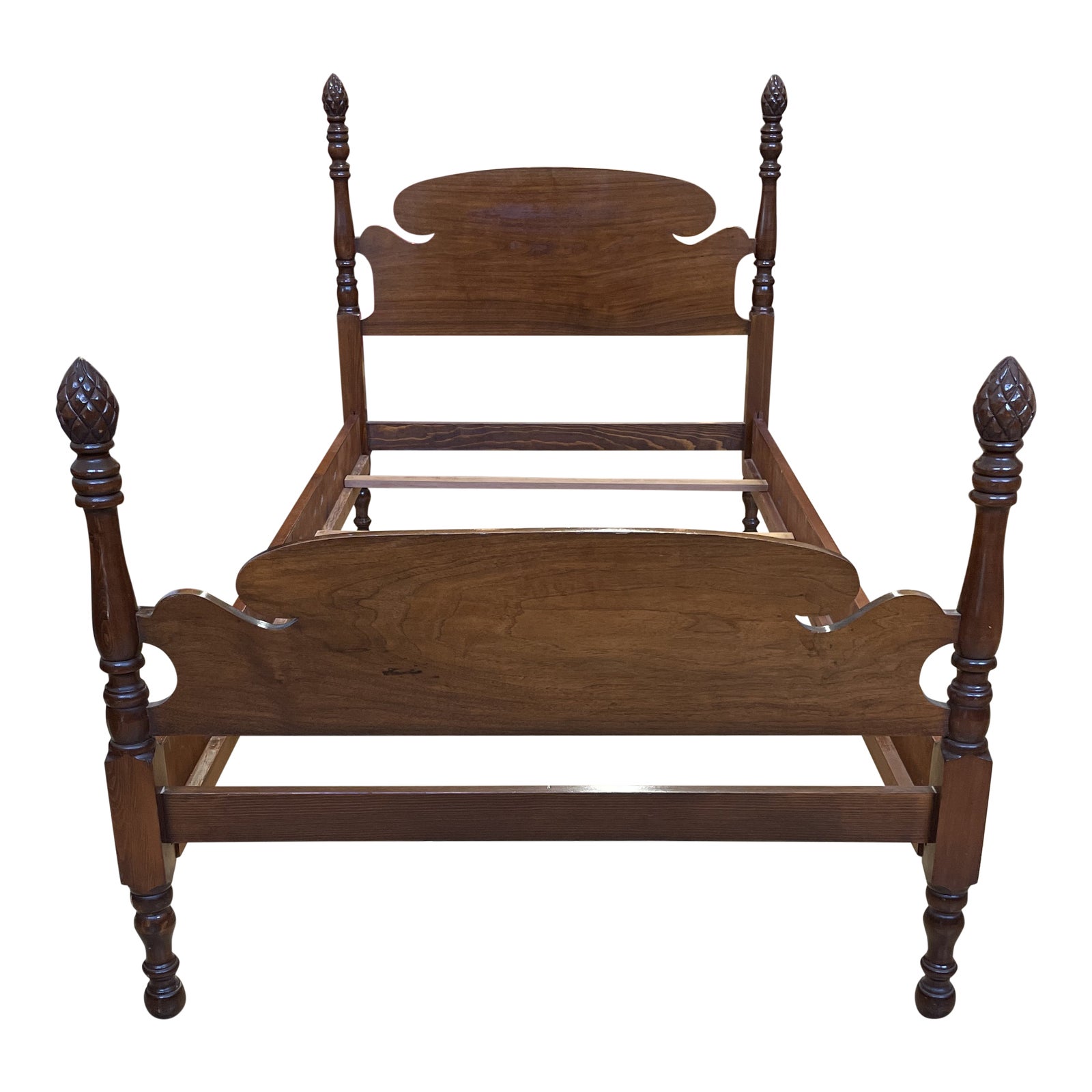 Twin Size Antique Mahogany Pineapple Bed Frame Chairish