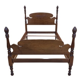 Twin Size Antique Mahogany Pineapple Bed Frame For Sale